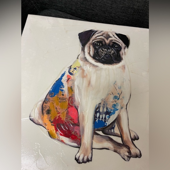 Pug Dog Wanna-Be Artist Canvas Art 14X14 - Picture 6 of 8